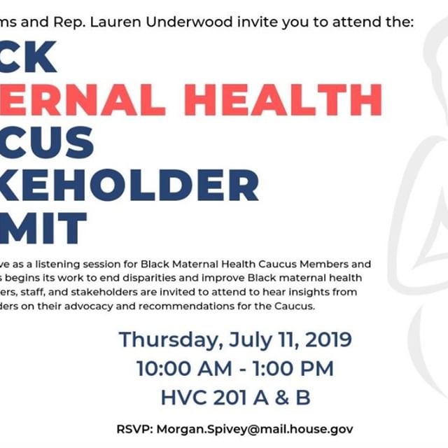 Calling #Midwives!
This important listening session will take place tomorrow, Thursday July 11th, at 10am EST. You are invited. If you can't attend in-person, tune in on Facebook live. 
Thank you @RepUnderwood and @RepAdams! 
#BlackMamasMatter #BMHW19 #MidwivesMakeADifference
